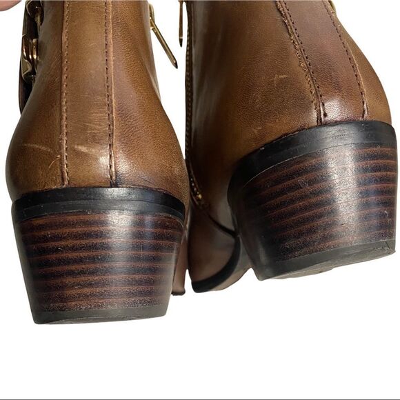 SAM EDELMAN PETER LEATHER ANKLE BOOTS BROWN - Picture 8 of 11